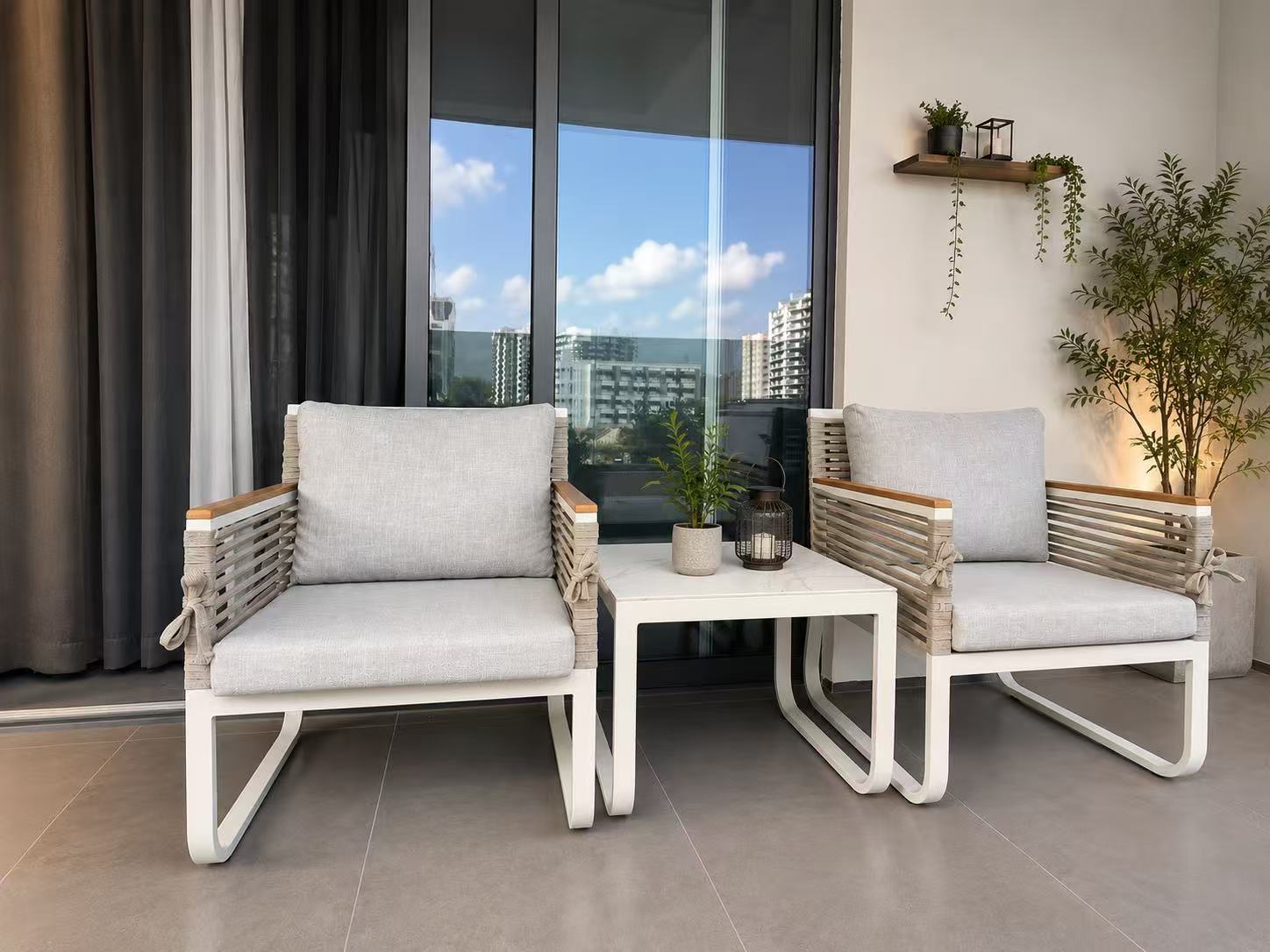 White Iron Sofa & Coffee Table Set