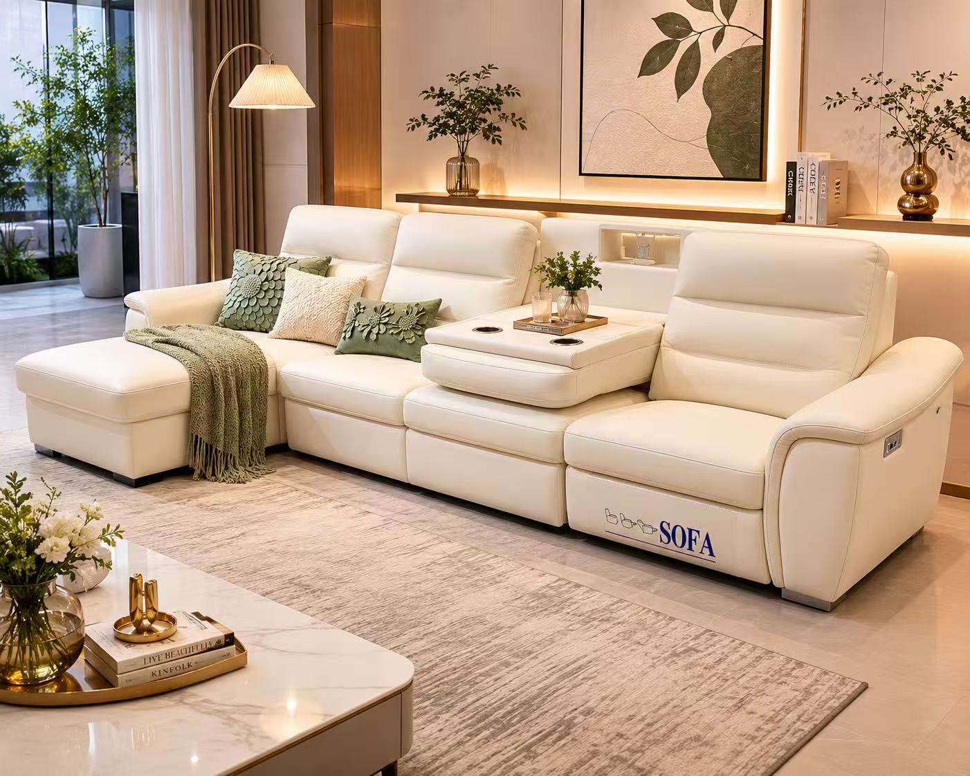 White PU Multifunction Sofa
