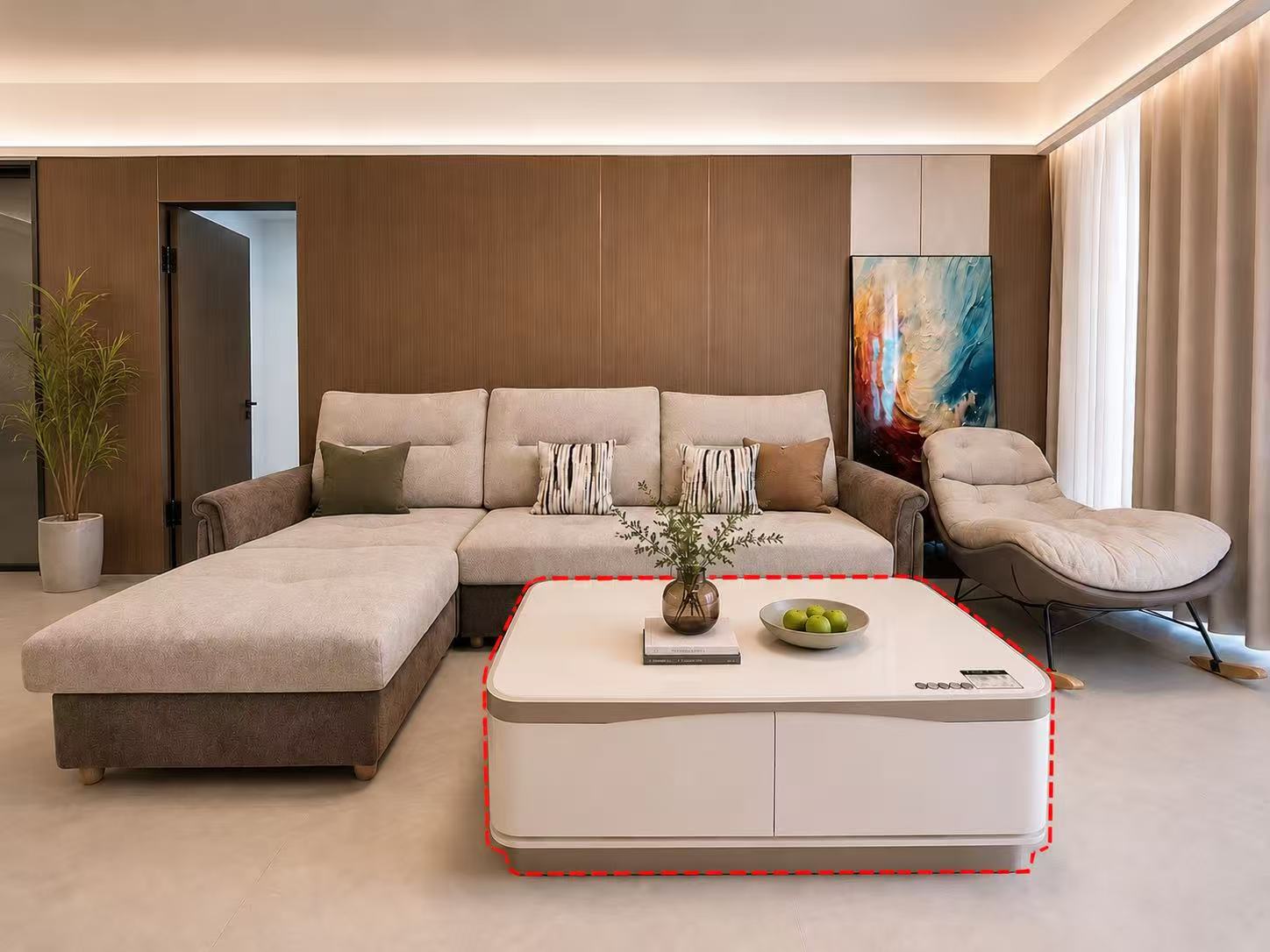 Sofa Coffee Table with Frosted Glass Top