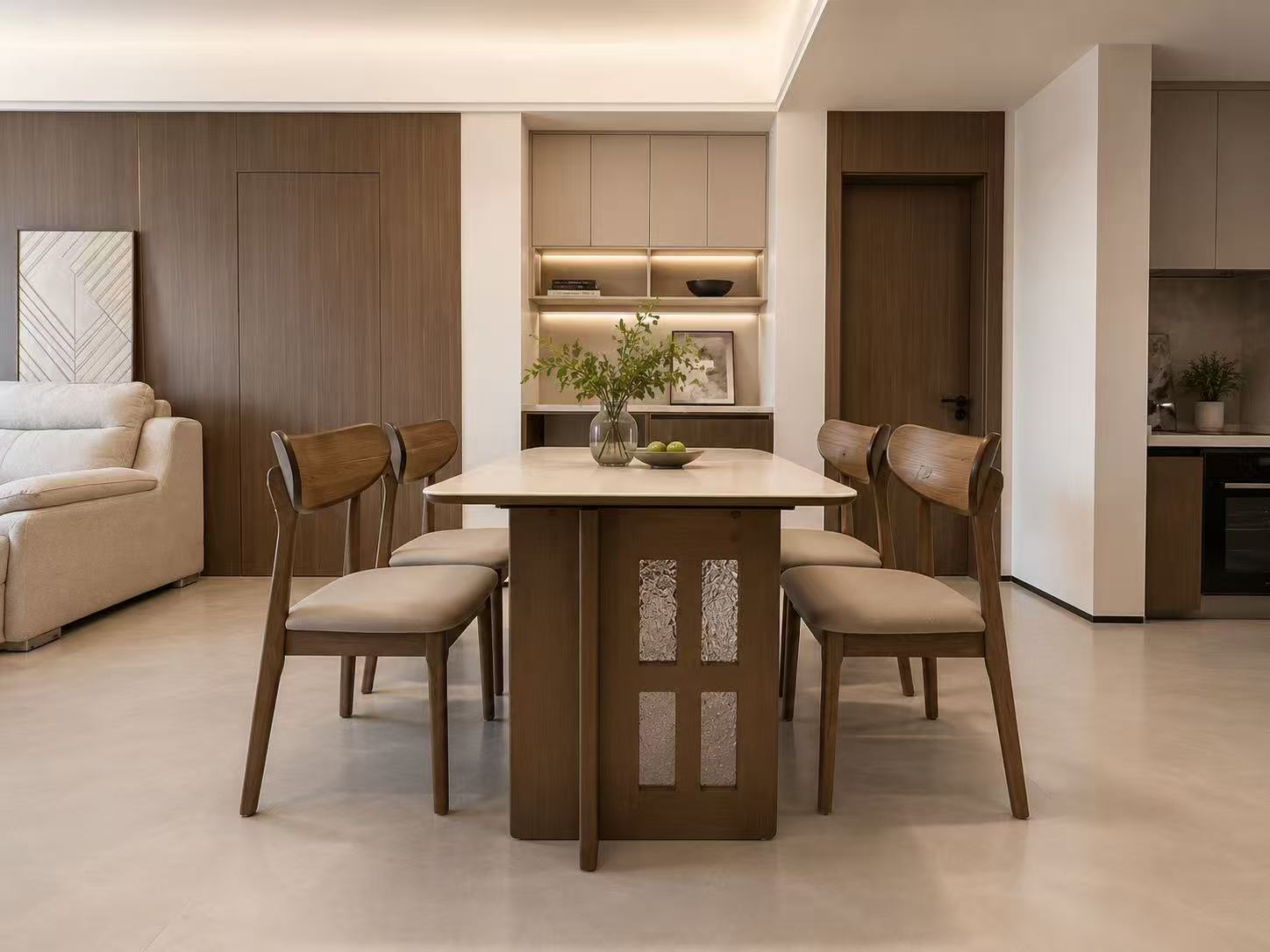Frosted Glass Dinning Table with 4 chairs